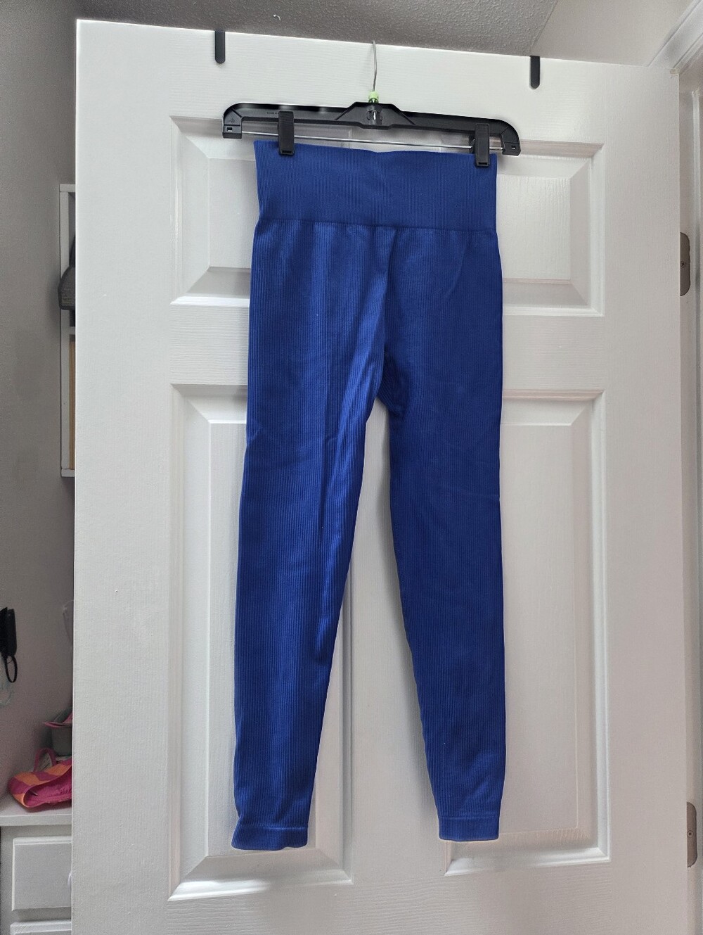 High-Rise Ribbed Leggings in Cobalt Blue